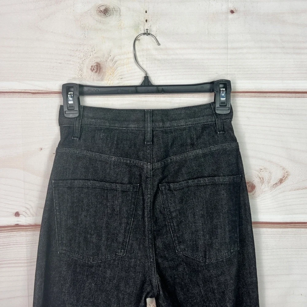 Theory‎ Jeans Womens 24 Black Straight Leg Denim Raw Hem High Rise 5 Pocket